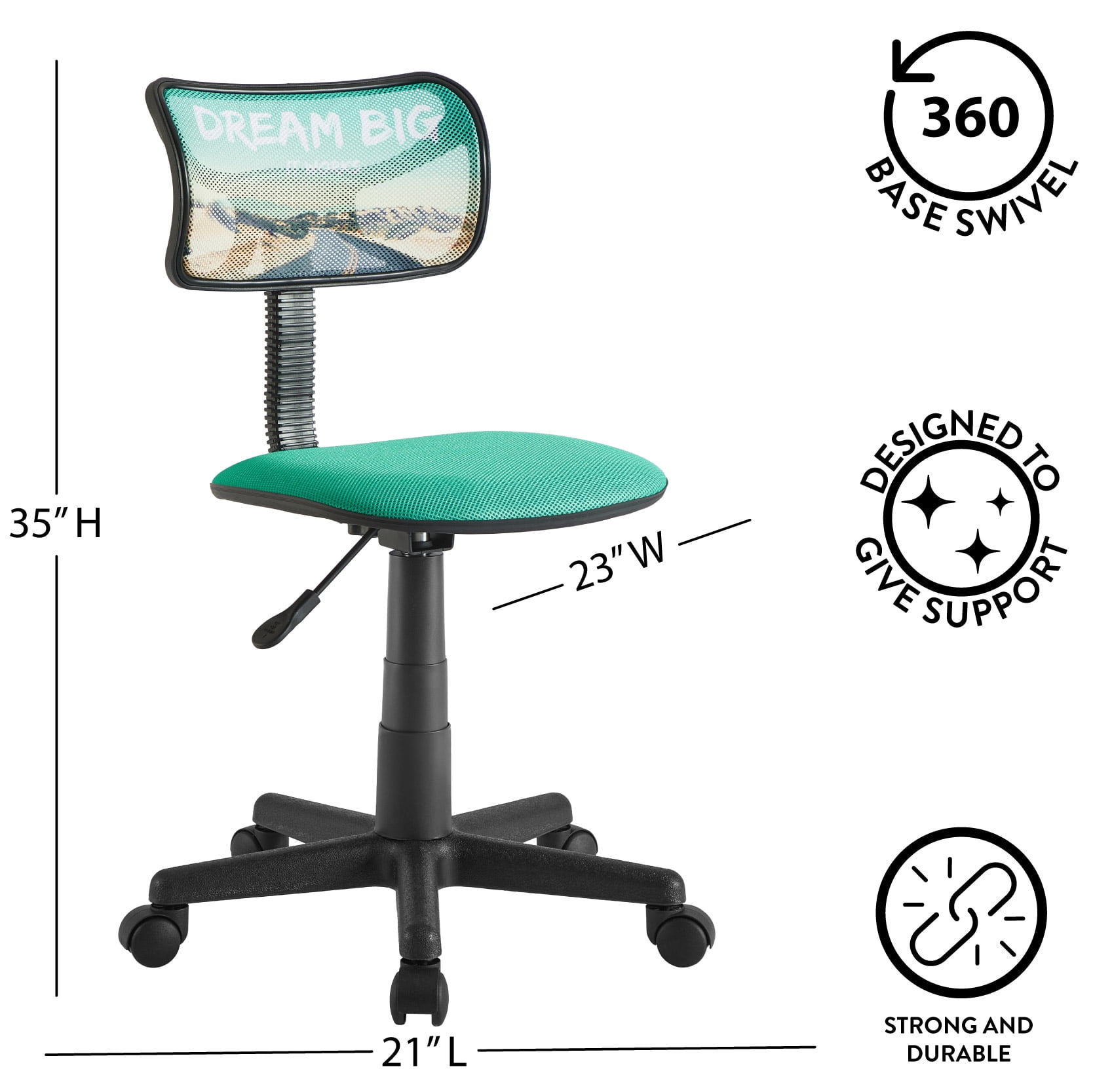 Urban Shop Task Chair with Adjustable Height & Swivel, 225 lb. Capacity, Multiple Colors