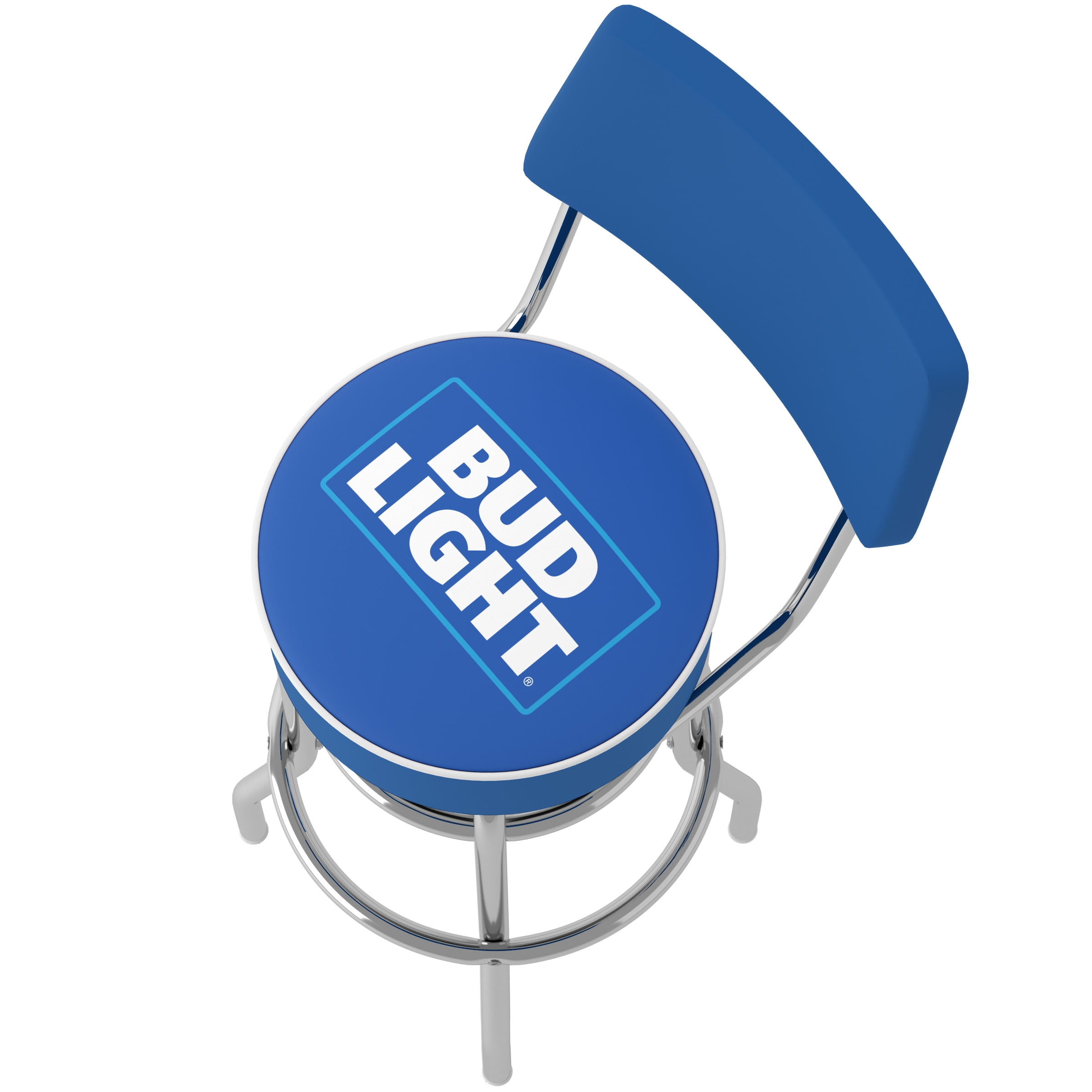 Trademark Gameroom Bud Light Blue Bar Stool with Back Rest