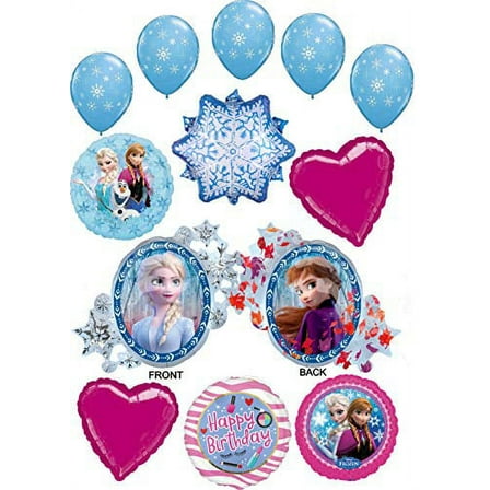 Frozen Party Supplies Birthday Balloon Bouquet Decorations Elsa, Anna and Olaf Let It Snow