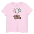 thumbnail image 1 of Pusheen Girls Bye Balloons Short-Sleeved T-Shirt, 1 of 5