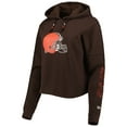 thumbnail image 2 of Women's New Era Brown Cleveland Browns Foil Sleeve Pullover Hoodie, 2 of 3