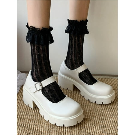 

Women Black Minimalist Platform Chunky Heeled Mary Jane Shoes Women‘s Footwear