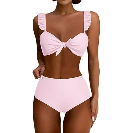 Divhosrg High Waisted Bikini Sets for Women Sporty  Bikini Sets for Women Cheeky Bottoms  Womens Bathing Suits 2 Piece  Women s Swimwear Bottoms  Pink Swimsuits for Women 2 Piece 2XL