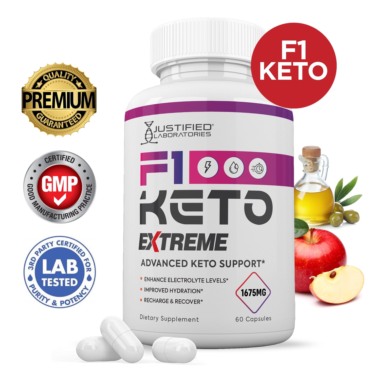 F1 Keto ACV Extreme Pills 1675mg Alternative to Gummies Dietary Supplement 60 Capsules