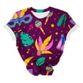 thumbnail image 3 of DeHolifer T-shirts for Women Plus Size Short Sleeve Mardi Gras Printed Round Neck Tee T-shirts Loose Casual Fashion Blouse Tops Multicolor M, 3 of 4