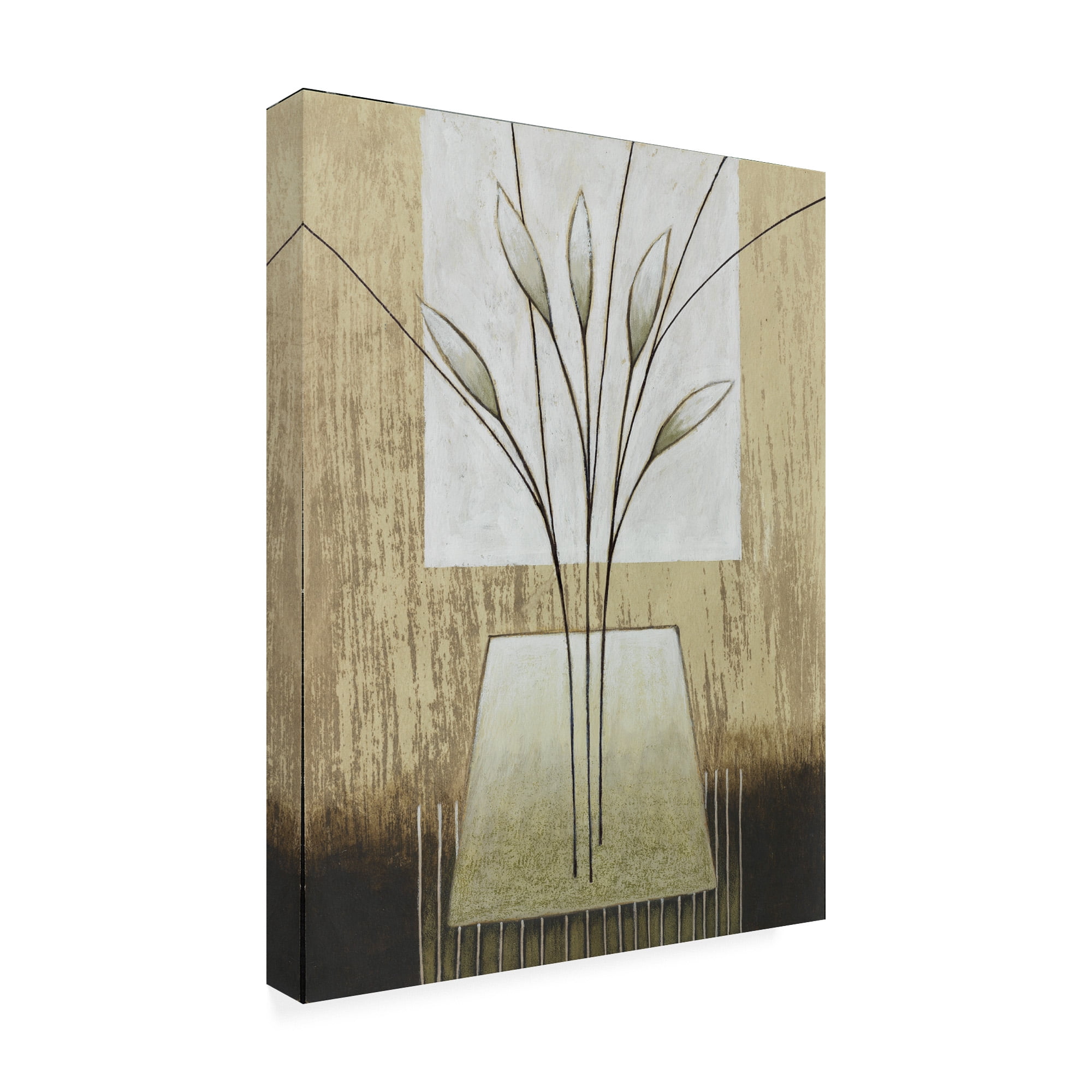 Trademark Fine Art 'Tan And White Floral Abstract' Canvas Art by Pablo Esteban