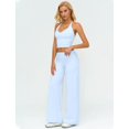 thumbnail image 4 of PISONIC Womens Workout Sets Two Piece Halter Crop Top Matching Straight Leg Pants Gym Work Pilates Outfits, 4 of 6