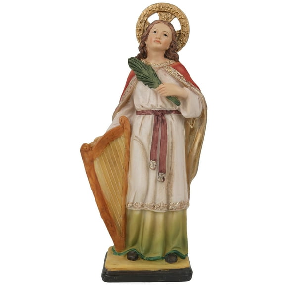 Our Lady of Santa Cecilia 8" Patron Martyr Saint of Musicians and Music Heavy Resin Figure Santa Cecilia