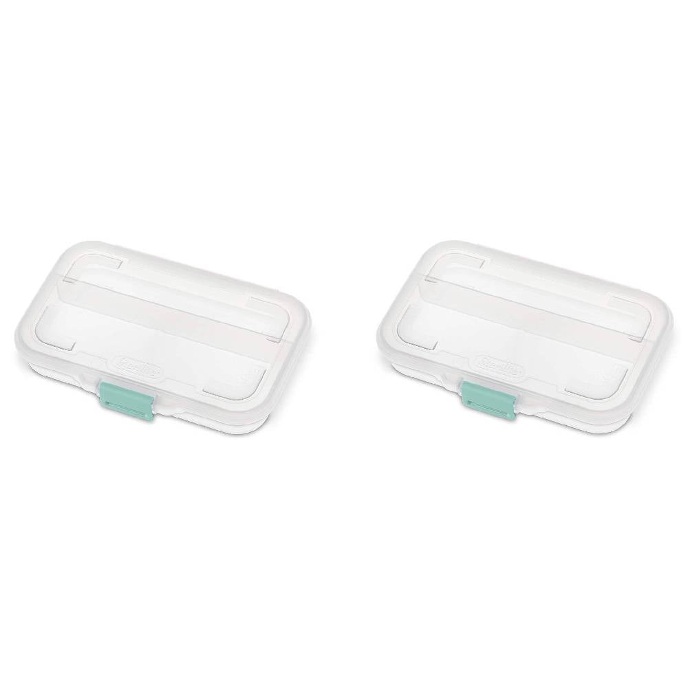 Sterilite Small Clear Divided Storage Container Box Plastic, 2-Pack