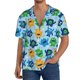 thumbnail image 1 of Fotbe Cartoon Monster Camisa Estampada de Manga Corta para Hombre, Casual de Verano, Estilo Playero, Sin Arrugas-3X-Large, 1 of 5