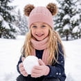 thumbnail image 3 of YUANxueke Winter Hat & Scarf & Gloves Set for Kids, Knitted Pom Pom Beanie, Warm 3-Piece Cold Weather Sets, 3 of 4