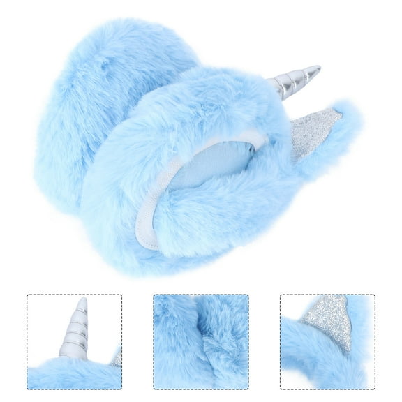 WHAMVOX 1pc Adorable Unicorn Earmuffs Furry Plush Solid Color Ear Warmer Winter Keep Warm Ear Covers for Kids Children (Random Color)