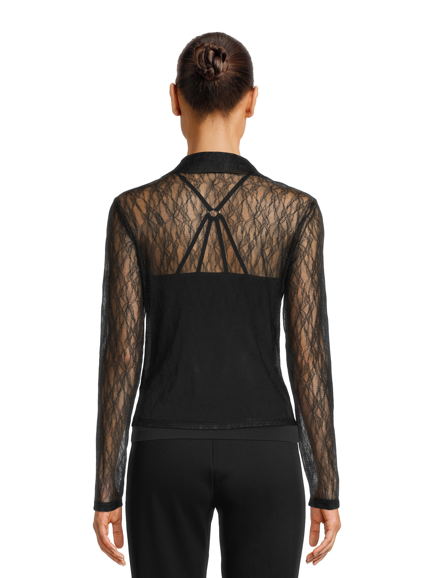 Self Esteem Juniors Button Front Lace Shirt with Long Sleeves