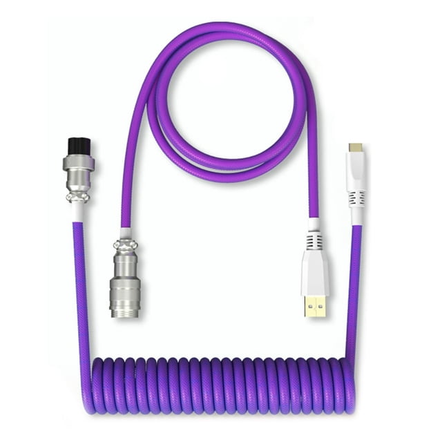 Mechanical Keyboard Aviator Cable Aviation Connector Coiled Type-C USB Wire Kit (Purple)