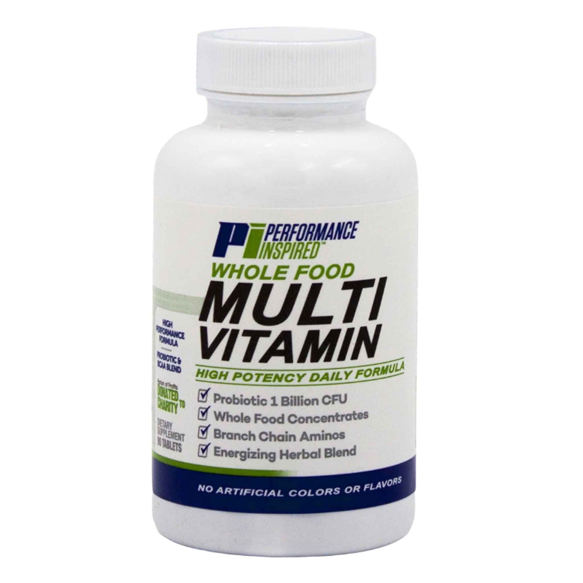 Performance Inspired Nutrition- Whole Food Multivitamin with Energy - High Potency with 1b CFU of Probiotics - 90 Count