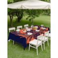 thumbnail image 5 of 52x70 Inch Outdoor Tablecloth with Umbrella Hole Zipper Rectangle Lobster Navy Blue Rectangular Tablecloths Outside Waterproof Boho Tropical Orange Stripe Summer Patio Table Cover for Picnic Party, 5 of 8