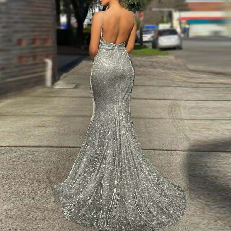 Elainilye Fashion Wedding Dresses for Women Sequins Fishtail Dress Banquet  Evening Dress Cocktail Dresses,Gray - Walmart.com