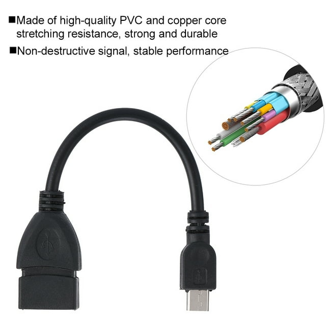 Câble Adaptateur Micro USB OTG, Câble de Connexion Mini Téléphone Mobile Durable OTG Interface V8 Micro USB vers USB Femelle, Supporte Disque U, Clavier, Souris, Lecteur de Carte