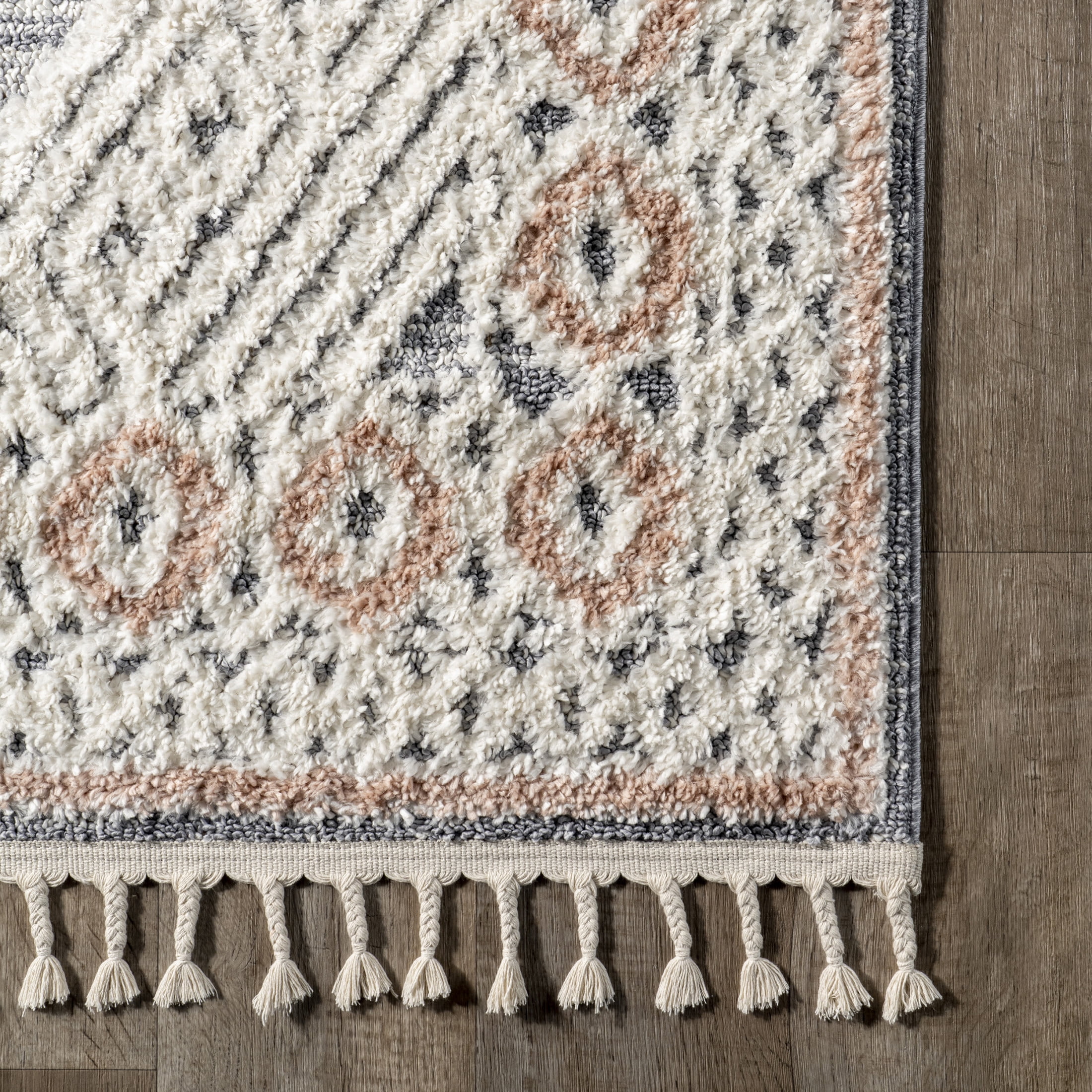 nuLOOM Acacia Raised Diamond Tasseled Area Rug, 8' x 10', Acacia Multicolor
