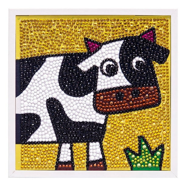 Pintura de diamantes de imitación hecha a mano, juguetes educativos de bricolaje, regalos para niños, pintura de taladro completo con marco para principiantes, niñas, niños, pantorrilla Noticed FN006796-03
