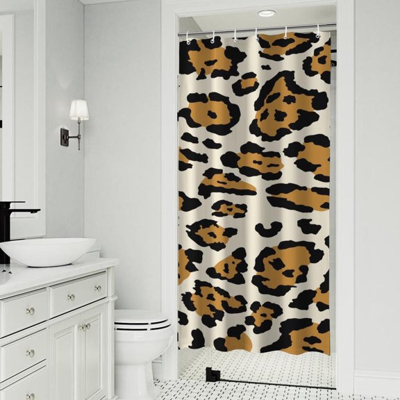 Beige and Black Of Leopard Print Shower Curtain 36"x72" ,Bathroom Decorative Shower Curtains Set with 12 Hooks,Modern Waterproof Washable Shower Curtain