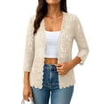 thumbnail image 2 of Aboser Floral Lace Bolero Shrugs for Women Elegant Open Front Cardigans Plus Size Long Sleeve Shrug Cardigan Breathable Soft Cover Up for Dresses, 2 of 7
