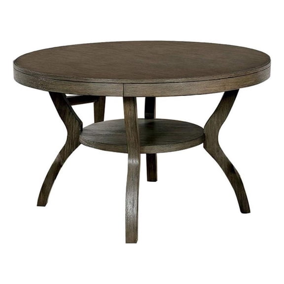 Benjara 48" Wooden Round Dining Table with Angled Legs- Brown