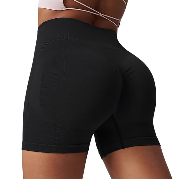 Avolia Women's Athletic Yoga Shorts High Waist Peach Lifting See-Through Proof Summer Workout Shorts