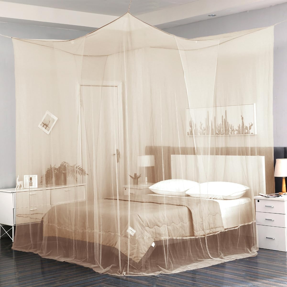 CAILDANL Bed Canopy,Canopy Bed Curtains Bed Drapes for Full Queen King Size Bed,Mosquito Net Bed Curtains for Patio Indoor Outdoor Net,Black Bed Canopy Curtains for Gothic