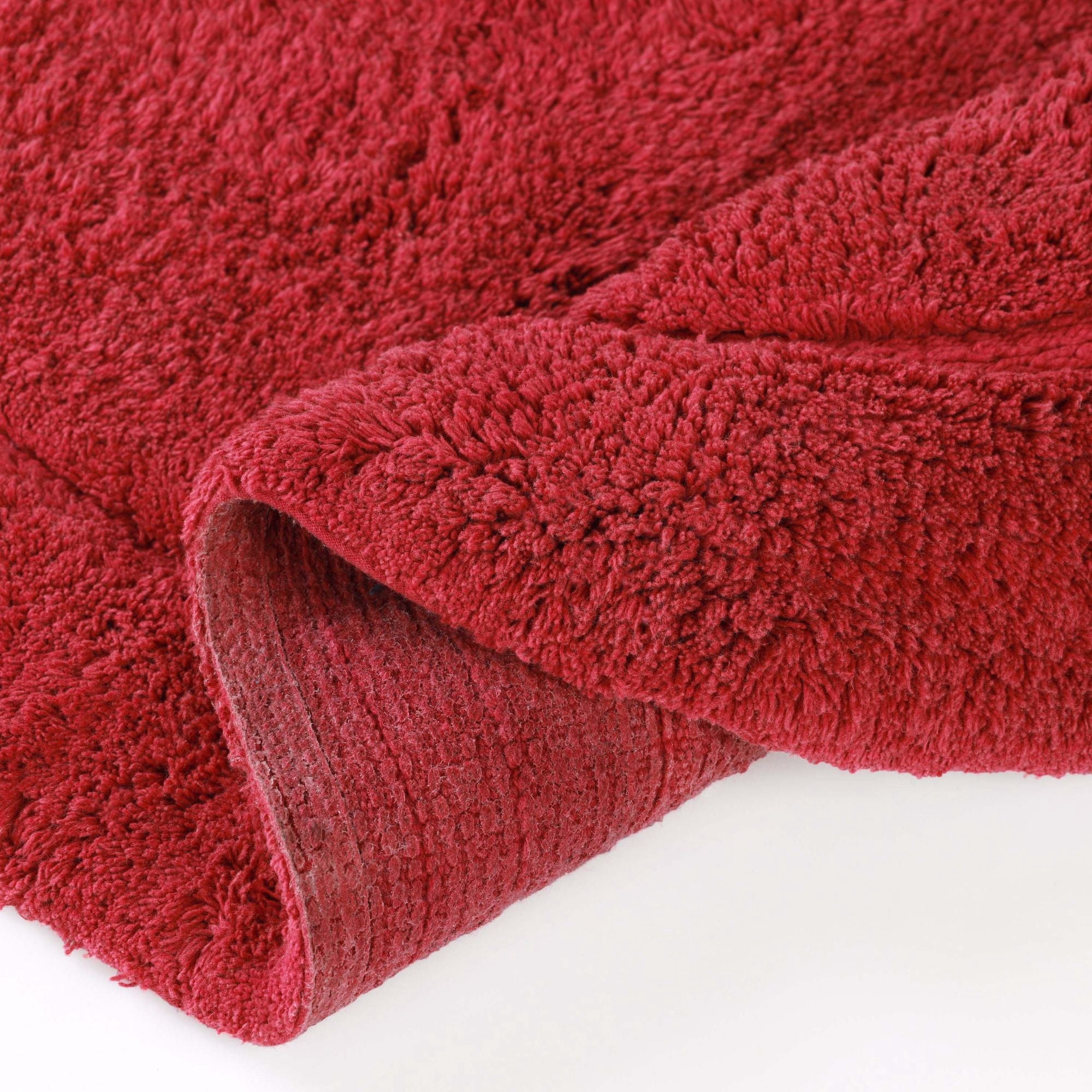 Superior Oval Bordered Cotton Washable Non-Slip Bath Rug, Runner Size, Burgundy