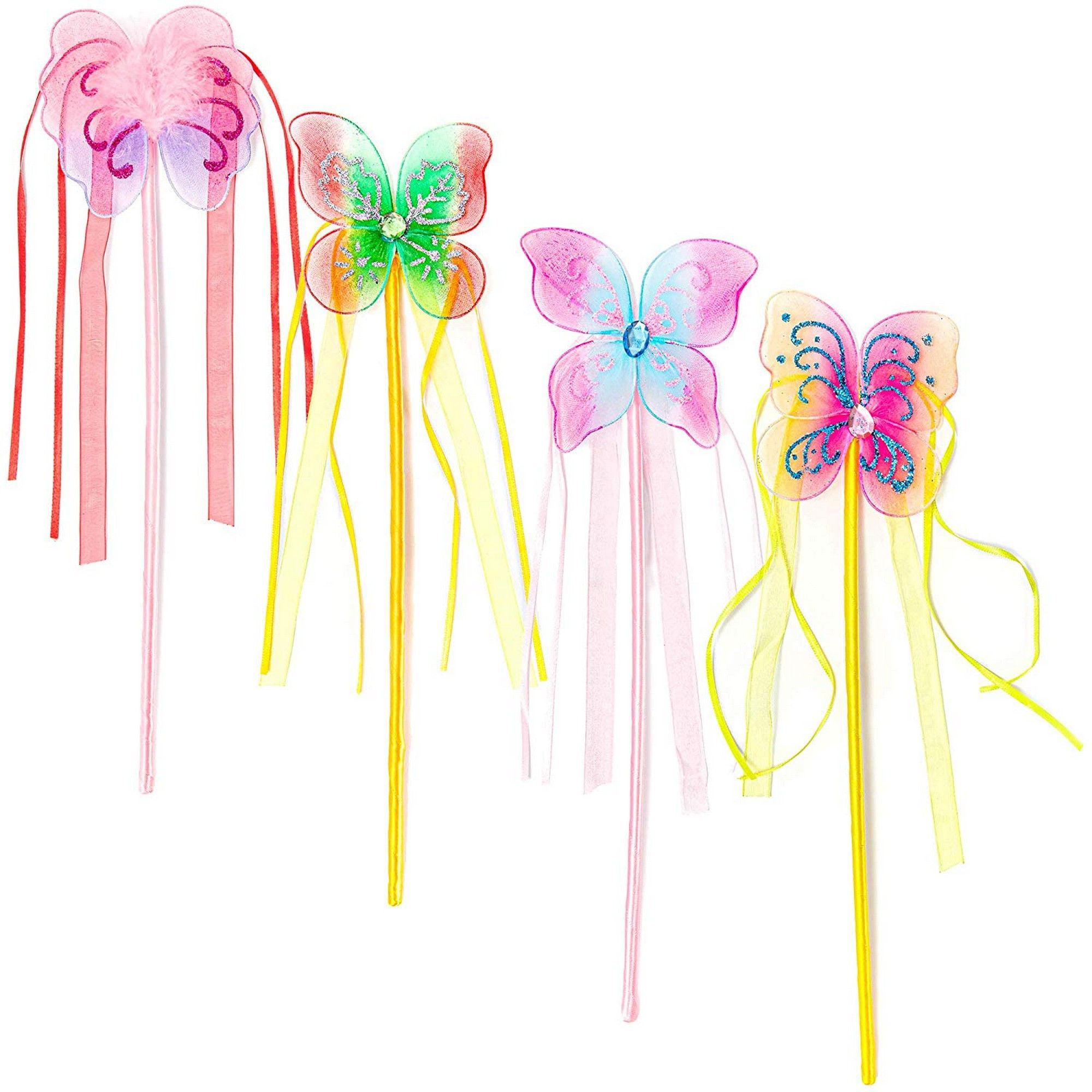 Blue Panda Princess Fairy Butterfly Wands, Ballerina Birthday Party Favors (12 Pack)