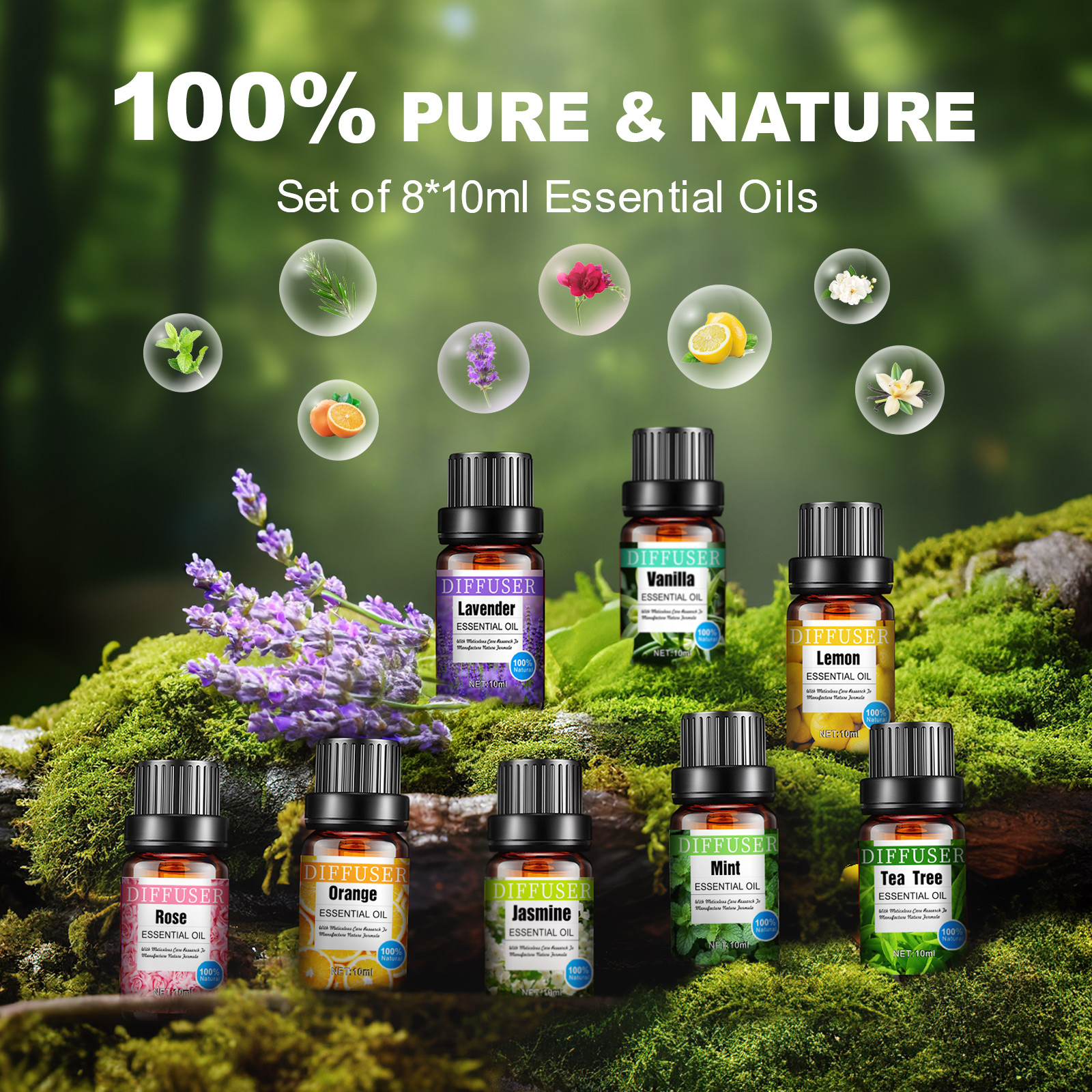 Noahstrong 500ml Essential Oil Diffuser with 8 Oil Set photo 5