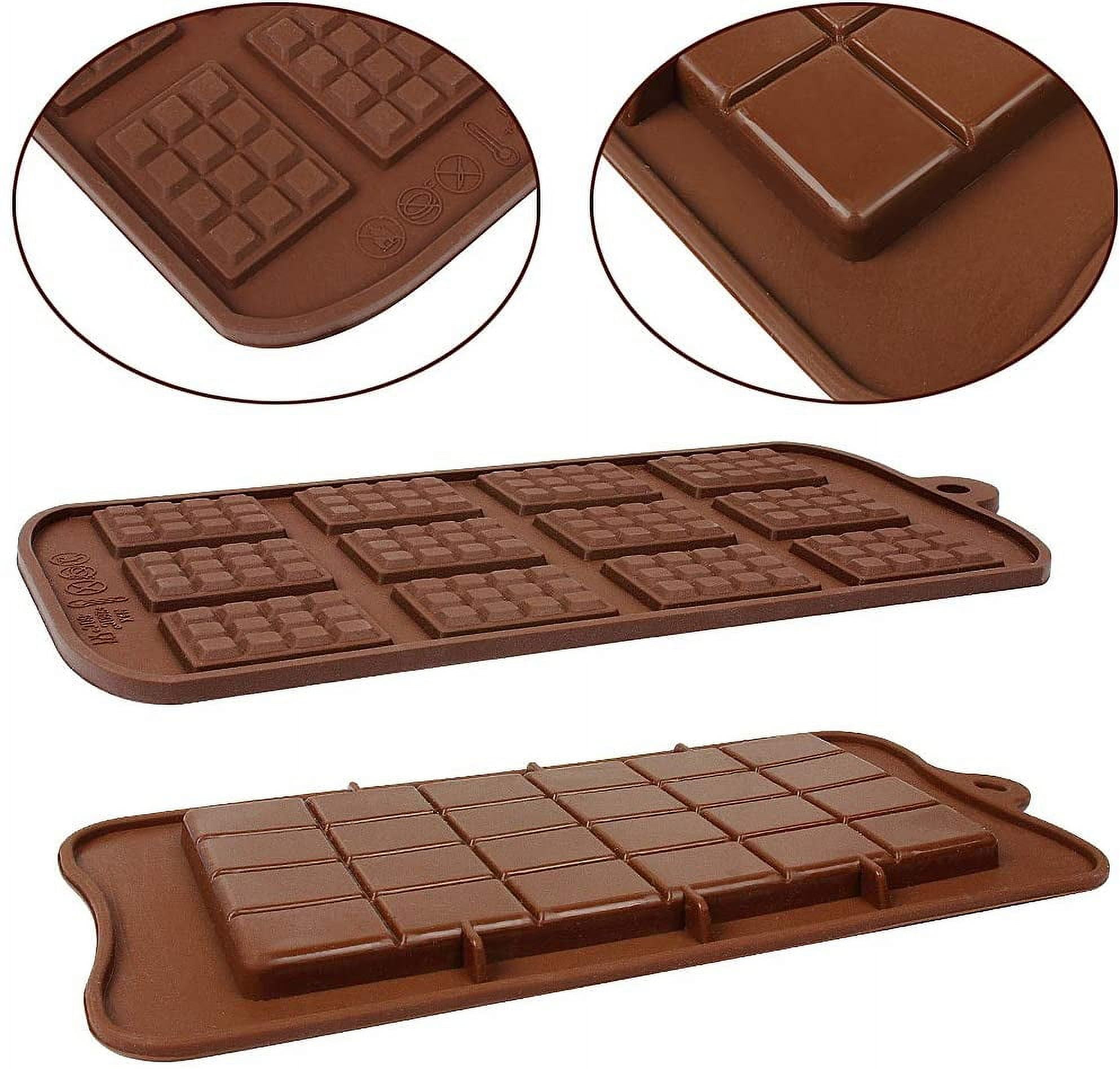 Fimary 2 Pcs Break Apart Candy Molds Silicone Shapes Mini Chocolate Bar  Silicone Molds Set, Small Molds for Wax Melts(B)