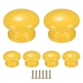 thumbnail image 1 of Uxcell 6-Pack Pomos de Armario de Cocina, Tirador Redondo de Madera Sólida de 1-5/16 In(33mm), Hardware de Pomo de Cajón [Amarillo], 1 of 1