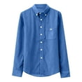thumbnail image 1 of pstuiky camisas de manga larga para hombre, Camisa informal de manga larga con solapa y botones en color liso para hombre, estilo ejecutivo. top de hombre m, 1 of 6