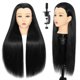 thumbnail image 1 of Cabeza de maniquí con cabello de 71 cm (28 pulgadas), resistente al calor y a prueba de enredos, ideal para trenzar y peinar, con pinza, color negro., 1 of 5
