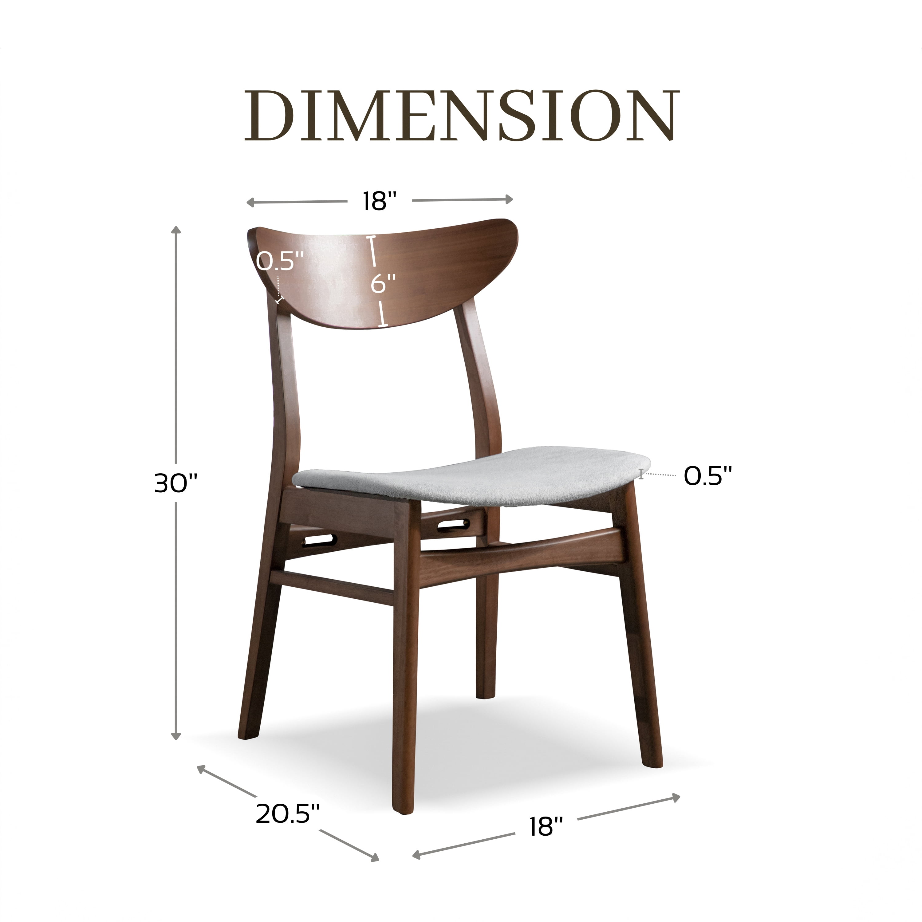 Furniture of America Erik Mid-Century Wingback Wood Dining Chairs, Walnut (Set of 2)
