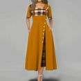 thumbnail image 2 of Women Fashion Casual Irregular Plaid Print Button Maxi Half Sleeve Round Neck Plus Size Party Dress, 2 of 2