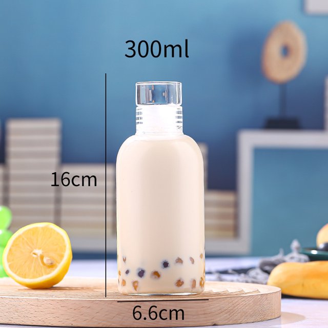 Botella de agua de vidrio transparente estilo Ins, taza de vidrio de borosilicato alto, taza de bebida de viaje de moda sólida y transparente