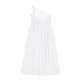 thumbnail image 4 of Zaldita Kids Girls One Shoulder Ruched Junior Bridesmaid Dress for Wedding Birthday Party White 8, 4 of 5