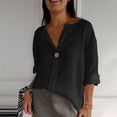 thumbnail image 3 of lixuesong Womens Tops 3/4 Length Sleeve V neck Casual Tunics Tops Cotton Linen Basic Shirt Loose Fit Blouse, 3 of 3
