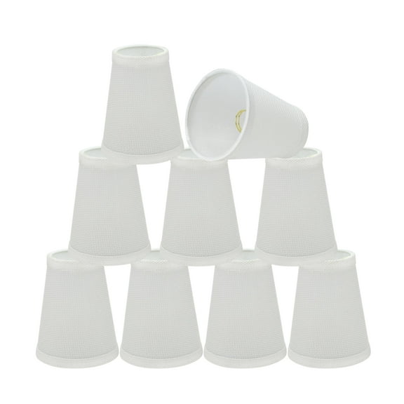 Aspen Creative 32662-9 Small Hardback Empire Shape Chandelier Clip-On Lamp Shade Set (9 Pack), Transitional Design in White, 4" bottom width (2 1/2" x 4" x 5" )