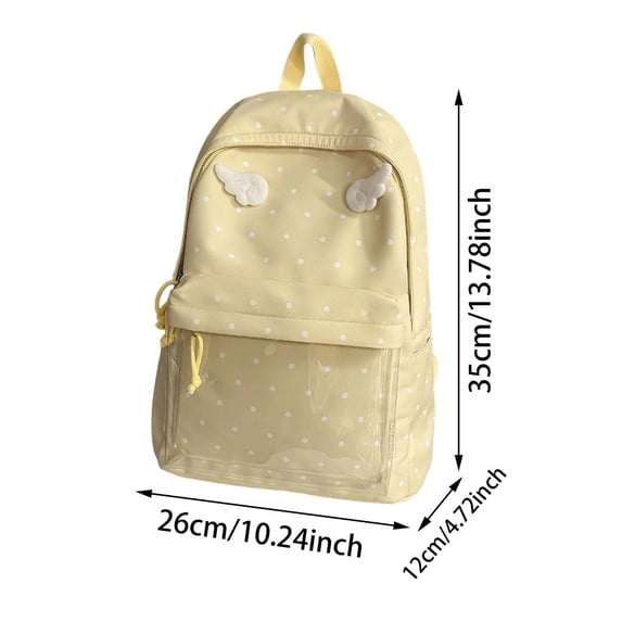 Cute Angel Wing Polka Dot Backpack Multi Color Portable Teen School Holiday Gift Bag