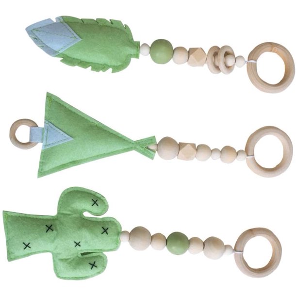 3pcs / Set Sonajero Juguetes Estilo nórdico Juguetes de juguete, Bebé recién nacido Anillo de madera Hochet Rebordear Portic Juguete Cochecito Juguetes colgantes Regalo Bebé recién nacido (B) LingWen 8390615234481
