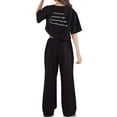 thumbnail image 3 of Jumpingount Banquete Niñas Camiseta de algodón de manga corta Conjunto de pantalones de pierna ancha Viajar Senderismo Niños Diseño simple Tops conjuntos de ropa Blanco 130cm, 3 of 6
