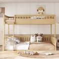 thumbnail image 5 of Full XL over Queen Floor Bunk Bed, 2-in-1 Wooden Bunk Bed Frame with Ladder & Guardrail, Convertible to 2 Separated Beds for Teens Bedroom, Easy Assembly, Natural, 5 of 9