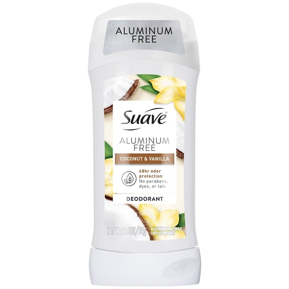 Suave Aluminum-Free Deodorant for Women, Coconut & Vanilla, 2.6 Oz