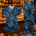thumbnail image 5 of 2026 New Halloween Scrubs for Women Set Medical Uniform - V-Neck Top & Straight Leg Pants with Pockets, Nurse Workwear, 01-Dark Blue, XL, 5 of 6