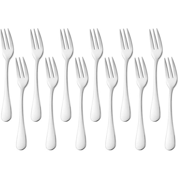 Set of 12 Stainless Steel Pastry Forks Polished Mirror Finish 14cm