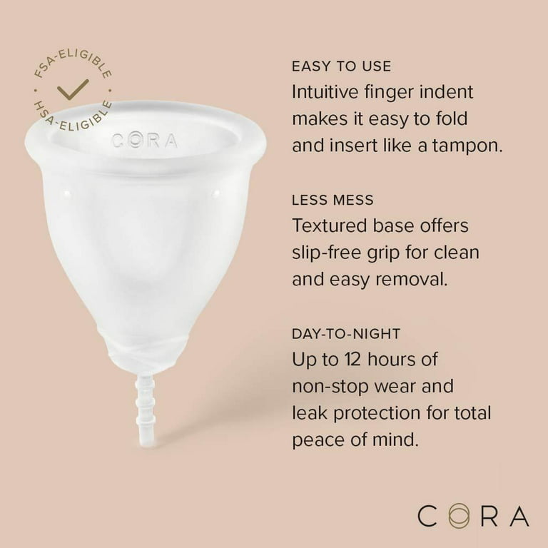  Cora Menstrual Period Cup Comfortable, Easy To Use Soft,  Medical Grade Silicone Flexible Fit Leak Protection, Foldable, Sustainable,  Reusable Alternative To Tampons/Pads